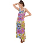 Bloom Flora Pattern Printing V-Neck Chiffon Maxi Dress