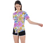 Bloom Flora Pattern Printing Asymmetrical Short Sleeve Sports T-Shirt