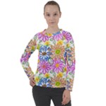 Bloom Flora Pattern Printing Women s Long Sleeve Raglan T-Shirt