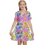 Bloom Flora Pattern Printing Kids  Short Sleeve Tiered Mini Dress
