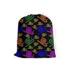 Pattern-repetition-snail-blue Drawstring Pouch (Large)