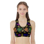 Pattern-repetition-snail-blue Sports Bra with Border