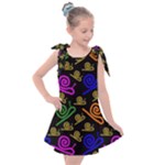 Pattern-repetition-snail-blue Kids  Tie Up Tunic Dress
