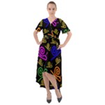 Pattern-repetition-snail-blue Front Wrap High Low Dress