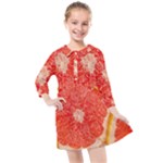 Grapefruit-fruit-background-food Kids  Quarter Sleeve Shirt Dress