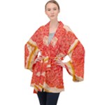 Grapefruit-fruit-background-food Long Sleeve Velvet Kimono 