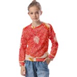 Grapefruit-fruit-background-food Kids  Long Sleeve T-Shirt with Frill 