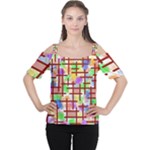 Pattern-repetition-bars-colors Cutout Shoulder T-Shirt