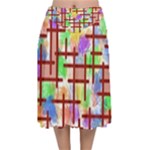 Pattern-repetition-bars-colors Velvet Flared Midi Skirt