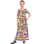 Pattern-repetition-bars-colors Kids  Quarter Sleeve Maxi Dress