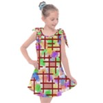 Pattern-repetition-bars-colors Kids  Tie Up Tunic Dress
