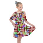 Pattern-repetition-bars-colors Kids  Shoulder Cutout Chiffon Dress