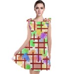 Pattern-repetition-bars-colors Tie Up Tunic Dress