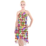 Pattern-repetition-bars-colors High-Low Halter Chiffon Dress 
