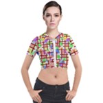 Pattern-repetition-bars-colors Short Sleeve Cropped Jacket