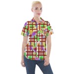 Pattern-repetition-bars-colors Women s Short Sleeve Pocket Shirt
