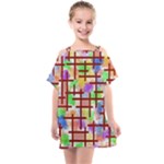 Pattern-repetition-bars-colors Kids  One Piece Chiffon Dress