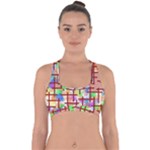 Pattern-repetition-bars-colors Cross Back Hipster Bikini Top 