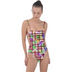 Pattern-repetition-bars-colors Tie Strap One Piece Swimsuit