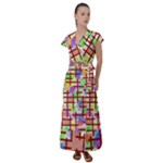 Pattern-repetition-bars-colors Flutter Sleeve Maxi Dress