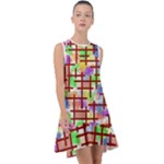 Pattern-repetition-bars-colors Frill Swing Dress
