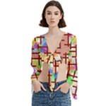 Pattern-repetition-bars-colors Trumpet Sleeve Cropped Top