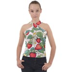 Strawberry-fruits Cross Neck Velour Top