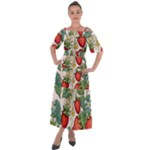 Strawberry-fruits Shoulder Straps Boho Maxi Dress 