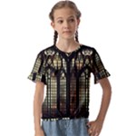 Stained Glass Window Gothic Kids  Cuff Sleeve Scrunch Bottom T-Shirt