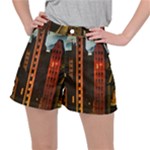 Sci-fi Futuristic Science Fiction City Neon Scene Artistic Technology Machine Fantasy Gothic Town Bu Women s Ripstop Shorts