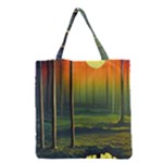 Outdoors Night Moon Full Moon Trees Setting Scene Forest Woods Light Moonlight Nature Wilderness Lan Grocery Tote Bag
