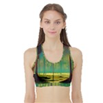 Nature Swamp Water Sunset Spooky Night Reflections Bayou Lake Sports Bra with Border