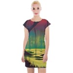 Nature Swamp Water Sunset Spooky Night Reflections Bayou Lake Cap Sleeve Bodycon Dress