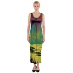 Nature Swamp Water Sunset Spooky Night Reflections Bayou Lake Fitted Maxi Dress