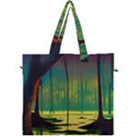 Nature Swamp Water Sunset Spooky Night Reflections Bayou Lake Canvas Travel Bag