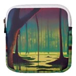 Nature Swamp Water Sunset Spooky Night Reflections Bayou Lake Mini Square Pouch
