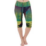 Nature Swamp Water Sunset Spooky Night Reflections Bayou Lake Lightweight Velour Cropped Yoga Leggings