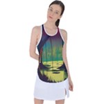 Nature Swamp Water Sunset Spooky Night Reflections Bayou Lake Racer Back Mesh Tank Top