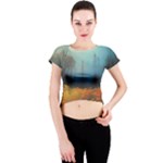 Wildflowers Field Outdoors Clouds Trees Cover Art Storm Mysterious Dream Landscape Crew Neck Crop Top