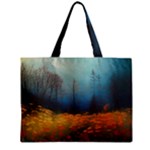 Wildflowers Field Outdoors Clouds Trees Cover Art Storm Mysterious Dream Landscape Zipper Mini Tote Bag