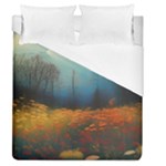 Wildflowers Field Outdoors Clouds Trees Cover Art Storm Mysterious Dream Landscape Duvet Cover (Queen Size)