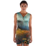 Wildflowers Field Outdoors Clouds Trees Cover Art Storm Mysterious Dream Landscape Wrap Front Bodycon Dress