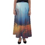 Wildflowers Field Outdoors Clouds Trees Cover Art Storm Mysterious Dream Landscape Flared Maxi Skirt