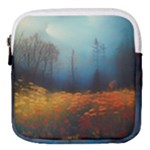 Wildflowers Field Outdoors Clouds Trees Cover Art Storm Mysterious Dream Landscape Mini Square Pouch