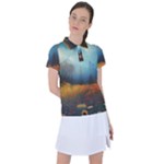Wildflowers Field Outdoors Clouds Trees Cover Art Storm Mysterious Dream Landscape Women s Polo T-Shirt