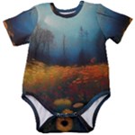 Wildflowers Field Outdoors Clouds Trees Cover Art Storm Mysterious Dream Landscape Baby Short Sleeve Bodysuit