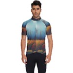 Wildflowers Field Outdoors Clouds Trees Cover Art Storm Mysterious Dream Landscape Men s Short Sleeve Cycling Jersey
