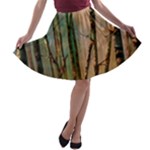 Woodland Woods Forest Trees Nature Outdoors Mist Moon Background Artwork Book A-line Skater Skirt