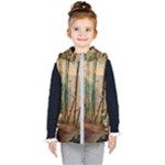 Woodland Woods Forest Trees Nature Outdoors Mist Moon Background Artwork Book Kids  Hooded Puffer Vest