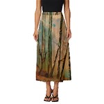 Woodland Woods Forest Trees Nature Outdoors Mist Moon Background Artwork Book Classic Midi Chiffon Skirt